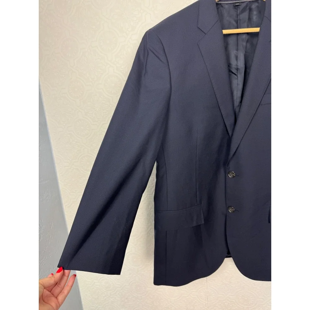 J Crew Loro Piana Ludlow Slim Fit 100% Wool Navy Blue Suit Jacket Blazer